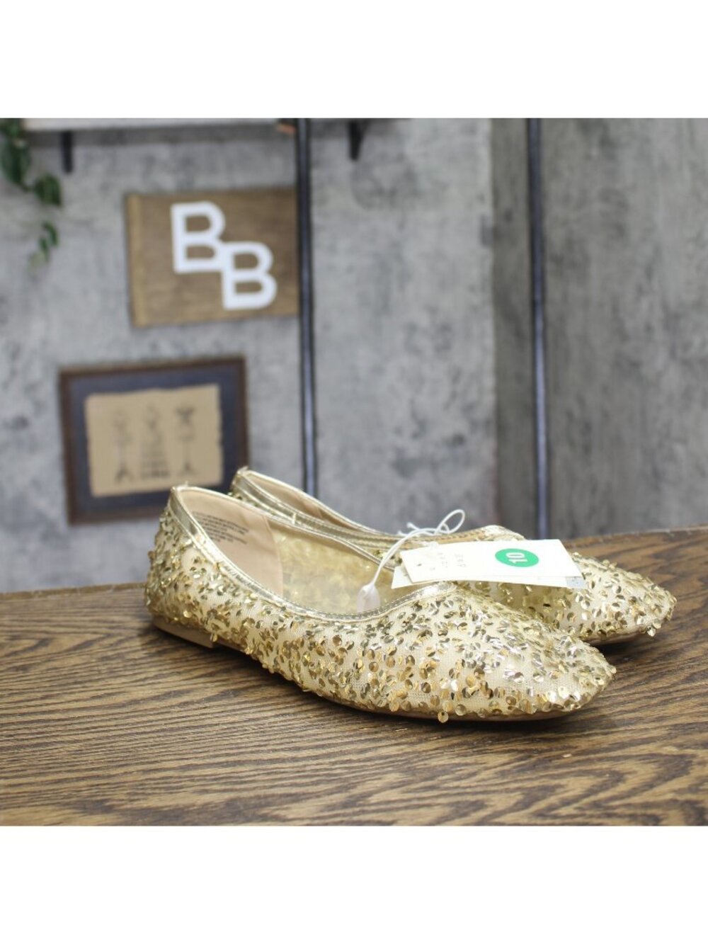 A New Day Womens Sammie Shoes Sequin Ballet Flats 94685491 Gold Yellow 10M